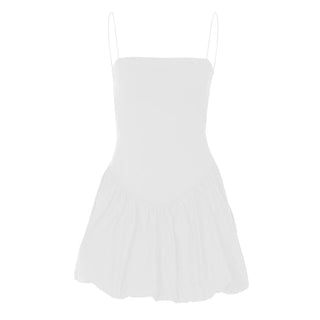 Ruched square neck solid cami mini dress