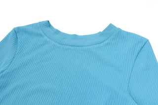 Crewneck long sleeve belt knotted knitted top