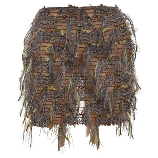 Tassels hollow out see through contrast cut out mini skirt