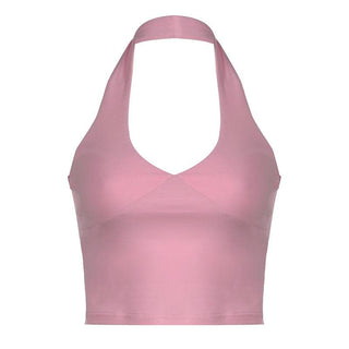 Halter backless solid crop top