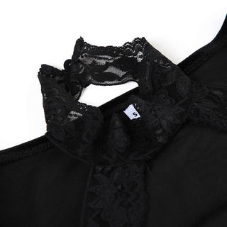 Halter long sleeve velvet lace hem 2 piece top