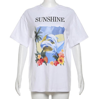 Short sleeve crewneck print top