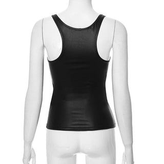 U neck PU leather tank top