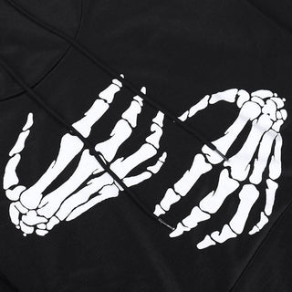 Hoodie drawstring pocket long sleeve skull pattern top-final-sale