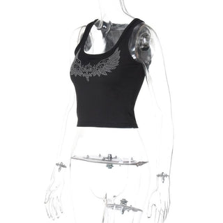 U neck beaded ribbed contrast tank top