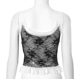 U neck lace ruffle cami top