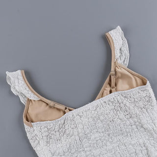 V neck ruffle textured smocked cami top