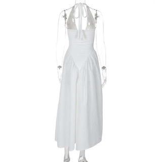 Halter v neck ruched knotted midi dress-final-sale