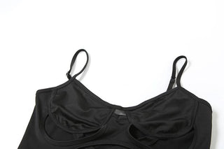 Hollow out mesh cami bodysuit