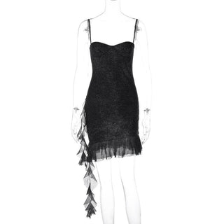 Sweetheart neck glitter ruffle cami mini dress