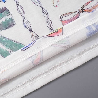 Crewneck long sleeve bowknot print contrast top