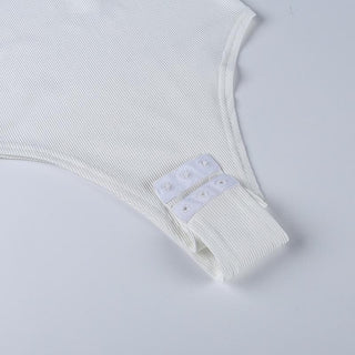Ribbed sleeveless u neck solid bodysuit