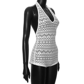 Halter lace hollow out see through backless romper