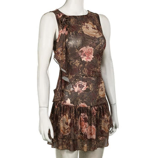 Sleeveless flower applique mini dress