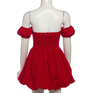 Off shoulder smocked zip-up ruched mini dress