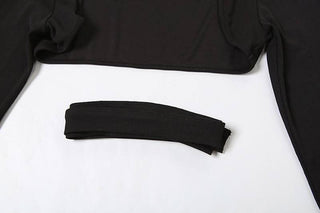 Long sleeve sweetheart neck shrug 2 piece hollow out cut out maxi dress