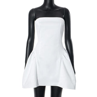 Ruched zip-up backless stitch tube mini dress