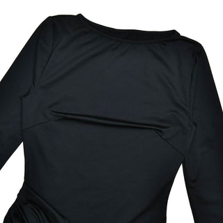 Long sleeve ruched metal applique mini dress