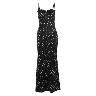 Polka dot ruched cami maxi dress