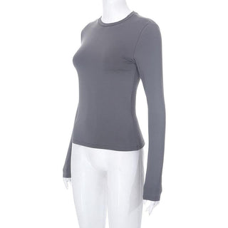 Crewneck solid long sleeve top