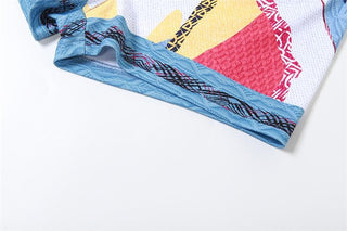 Contrast print crewneck long sleeve pant set