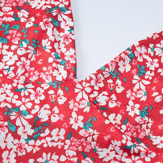 V neck flower print pleated cami mini dress