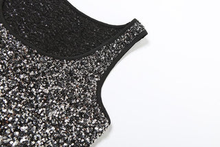 U neck glitter letter print 2 piece top