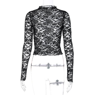 Long sleeve high neck lace top