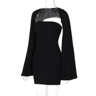 Long sleeve solid shrug tube 2 piece mini dress