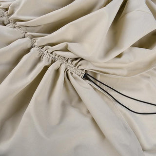 Drawstring sleeveless zip-up solid ruched mini dress-final-sale