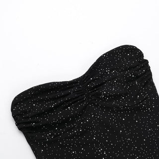 Ruffle ruched beaded sweetheart neck tube mini dress