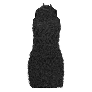 Crewneck textured contrast mini dress