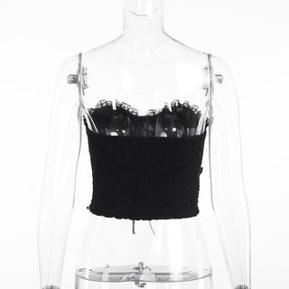 Metal chain lace up sweetheart neck tube top