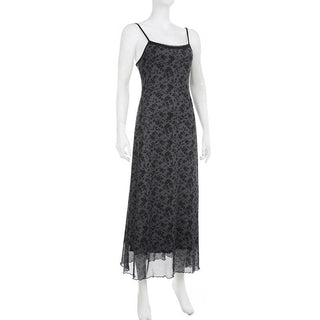 Lace hem mesh ruffle backless cami midi dress