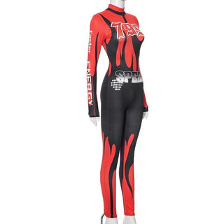 Long sleeve high neck "799" zip-up jumpsuit