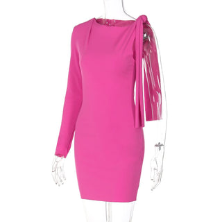 One shoulder knotted mini dress