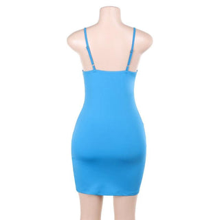 Hollow out v neck ruched backless cami cut out mini dress