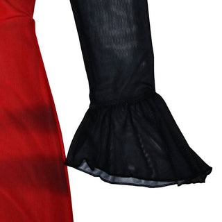 Long flared sleeve ruffle lace up mesh midi dress