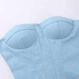 Corset solid sweetheart neck lace up backless tube top