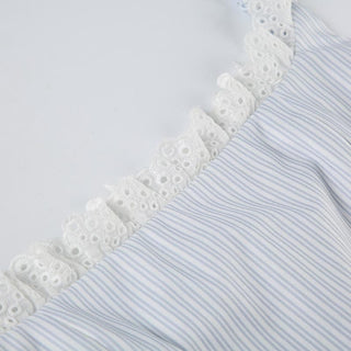 Striped print lace hem zip-up bowknot cami top