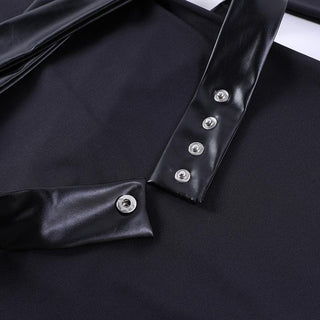 Long sleeve high neck cross front button zip-up mini dress