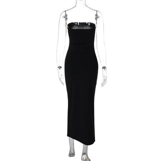 Ruched slit knotted tube midi dress