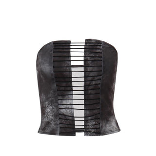 Tie dye hollow out tube crop cut out top