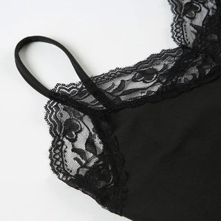 Lace hem bowknot cami bodysuit