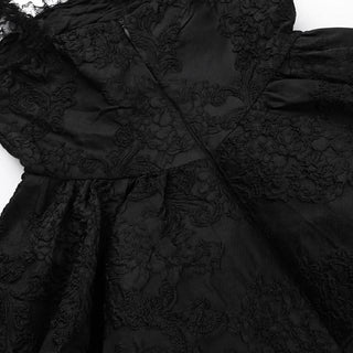 Ruffle zip-up cross applique square neck mini dress