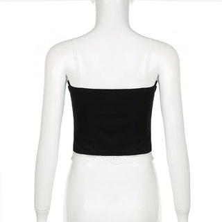 V neck lace hem backless contrast cami top
