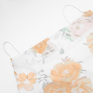 Mesh cowl neck flower print spaghetti strap midi dress