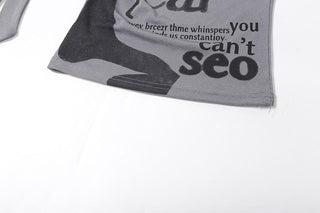 Cowl neck letter print sleeveless contrast crop top