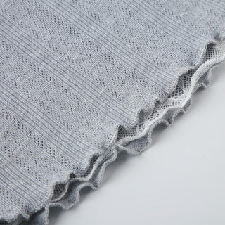 Long sleeve textured lace hem bowknot top