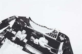 Long sleeve print crewneck mini skirt set